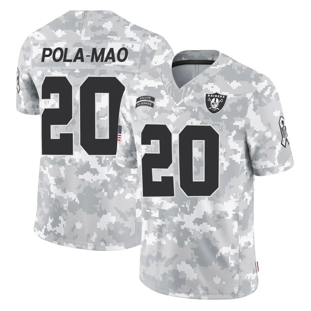 LV.Raiders #20 Isaiah Pola-Mao Player Arctic Camo Salute To Service Limited Game Ldoa Stitched Jerseys