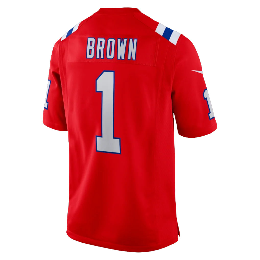 NE.Patriots #1 A.J. Brown Player Red Home Game Ldoa Stitched Jerseys