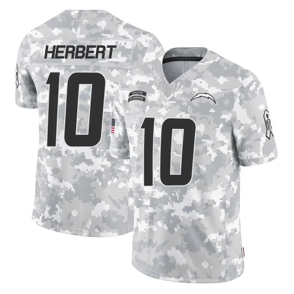 LA.Chargers #10 Justin Herbert Player Arctic Camo Salute To Service Limited Game Ldoa Stitched Jerseys