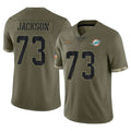 M.Dolphins #73 Austin Jackson Player Olive Salute To Service Limited Ldoa Stitched Jerseys