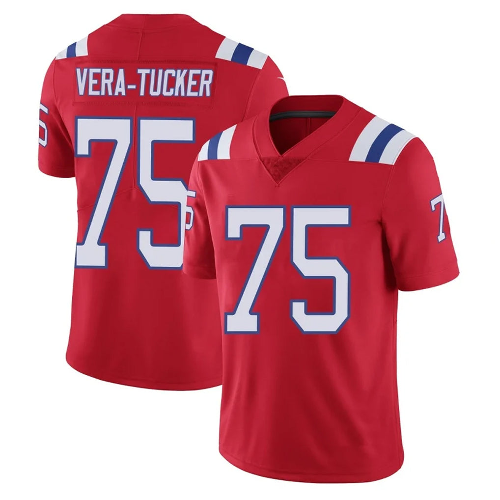 NE.Patriots #75 Alijah Vera-Tucker Player Red Vapor Untouchable Home Game Ldoa Stitched Jerseys