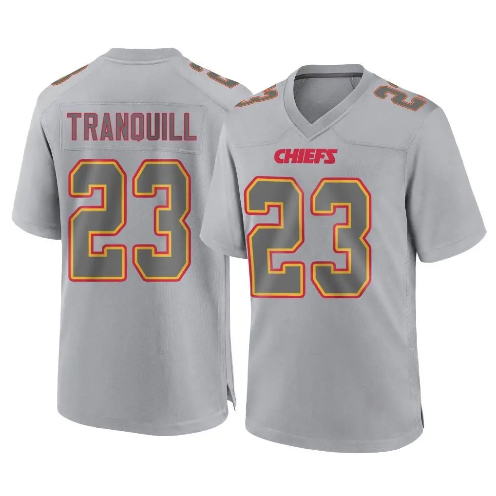 KC.Chiefs #23 Drue Tranquill Player Gray Atmosphere Fashion Game Ldoa Stitched Jerseys