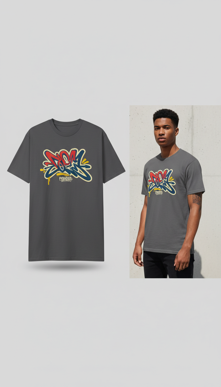 Graffiti Logo Tee in Spray Red