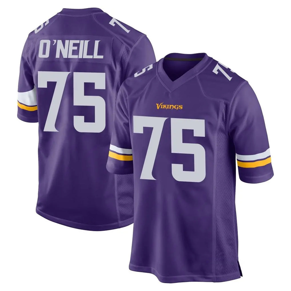 M.Vikings #75 Brian O'Neill Player Purple Home Game Ldoa Stitched Jerseys