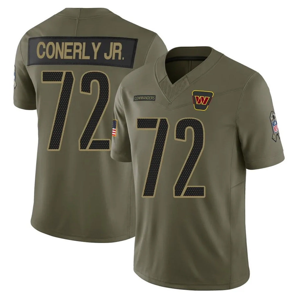 W.Commanders #72 Josh Conerly Jr. Player Olive 2025 Salute To Service Limited Home Game Ldoa Stitched Jerseys