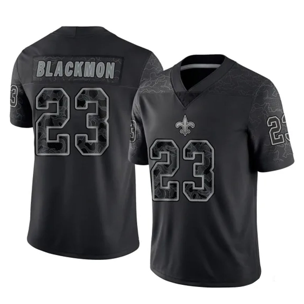 NO.Saints #23 Julian Blackmon Player Black Limited Reflective Home Game Ldoa Stitched Jerseys