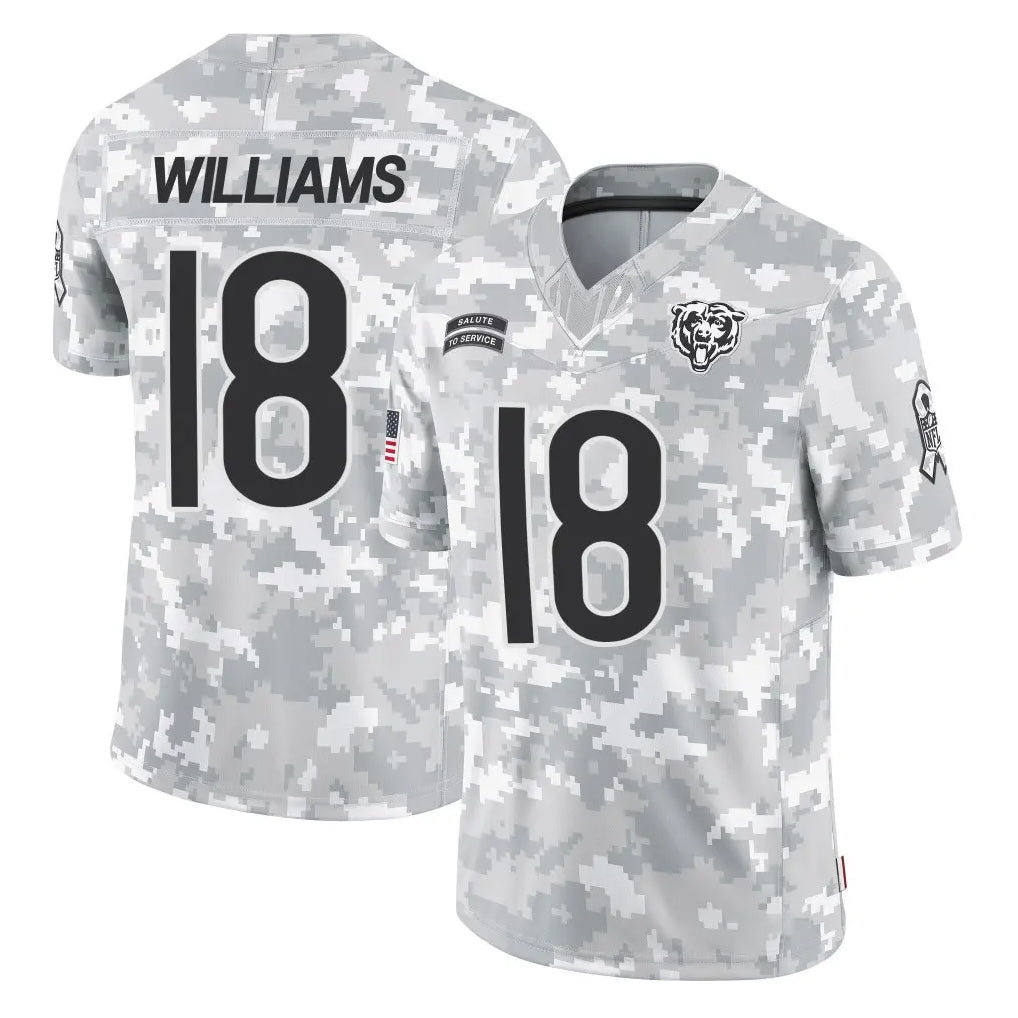 C.Bears #18 Caleb Williams Player Arctic Camo Salute to Service Limited Ldoa Stitched Jerseys