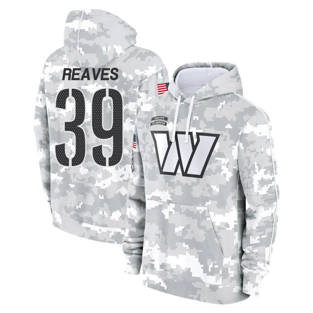W.Commanders #39 Jeremy Reaves Player Arctic Camo Limited Salute to Service Pullover Hoodies Game Ldoa Stitched Jerseys
