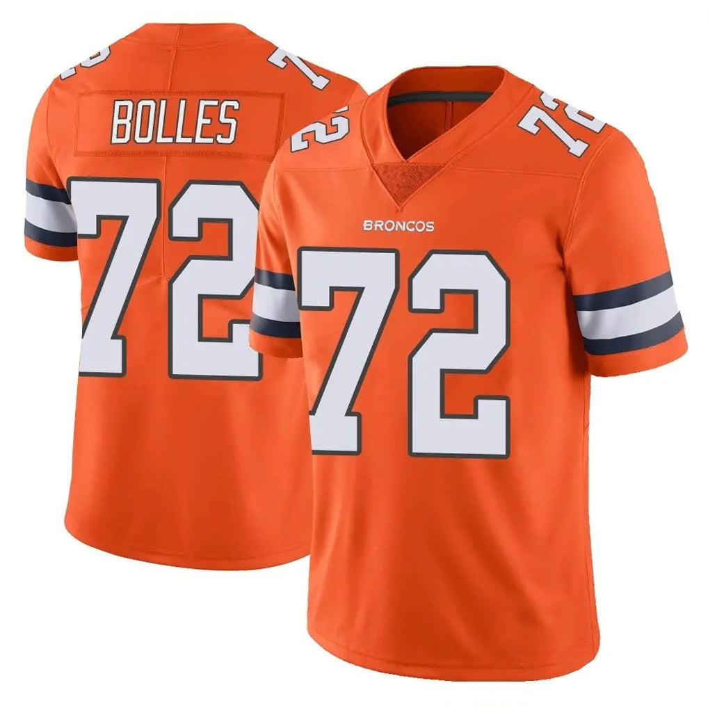 D.Broncos #72 Garett Bolles Player Orange Vapor Untouchable Limited Home Game Ldoa Stitched Jerseys