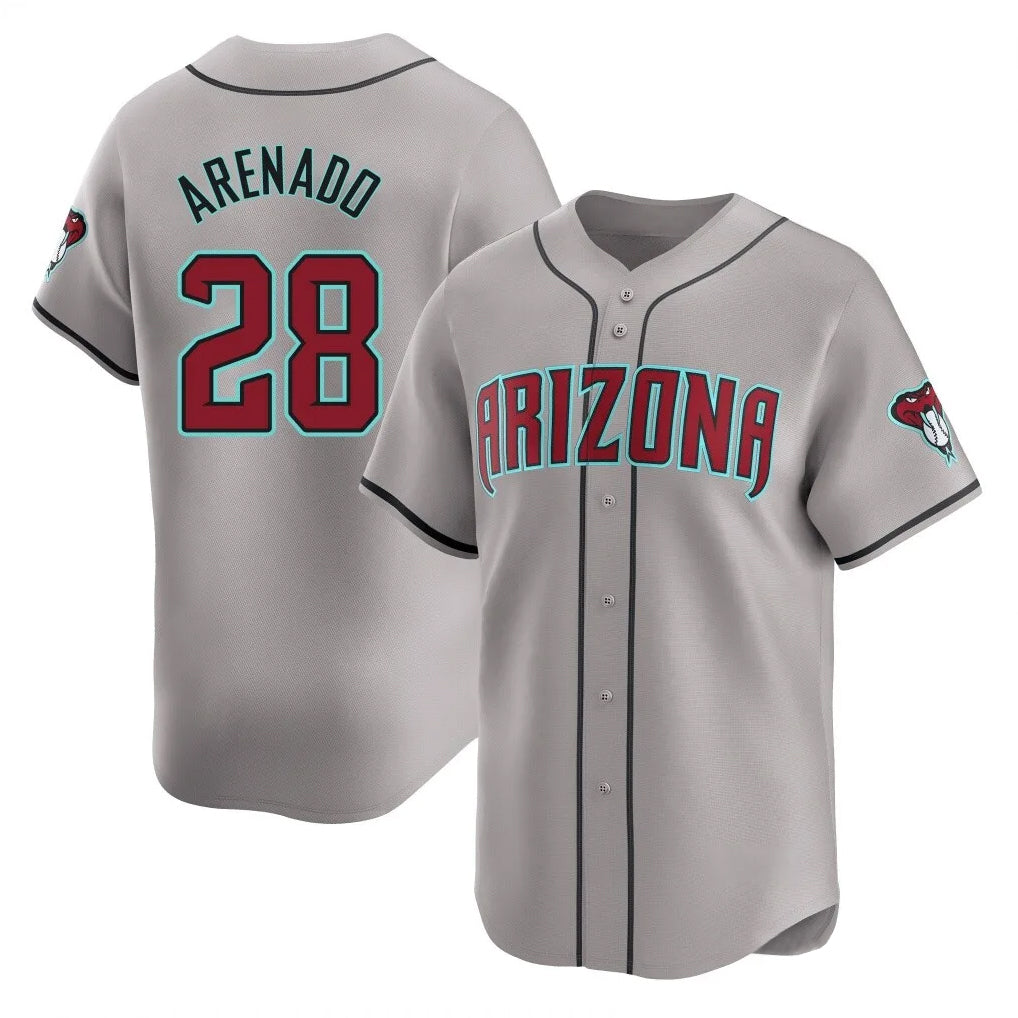A.Diamondbacks #28 Nolan Arenado Player Gray Road Limited Home Game Ldoa Stitched Jerseys