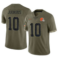 C.Browns #10 Quinshon Judkins Player Olive Salute to Service Limited Game Ldoa Stitched Jerseys