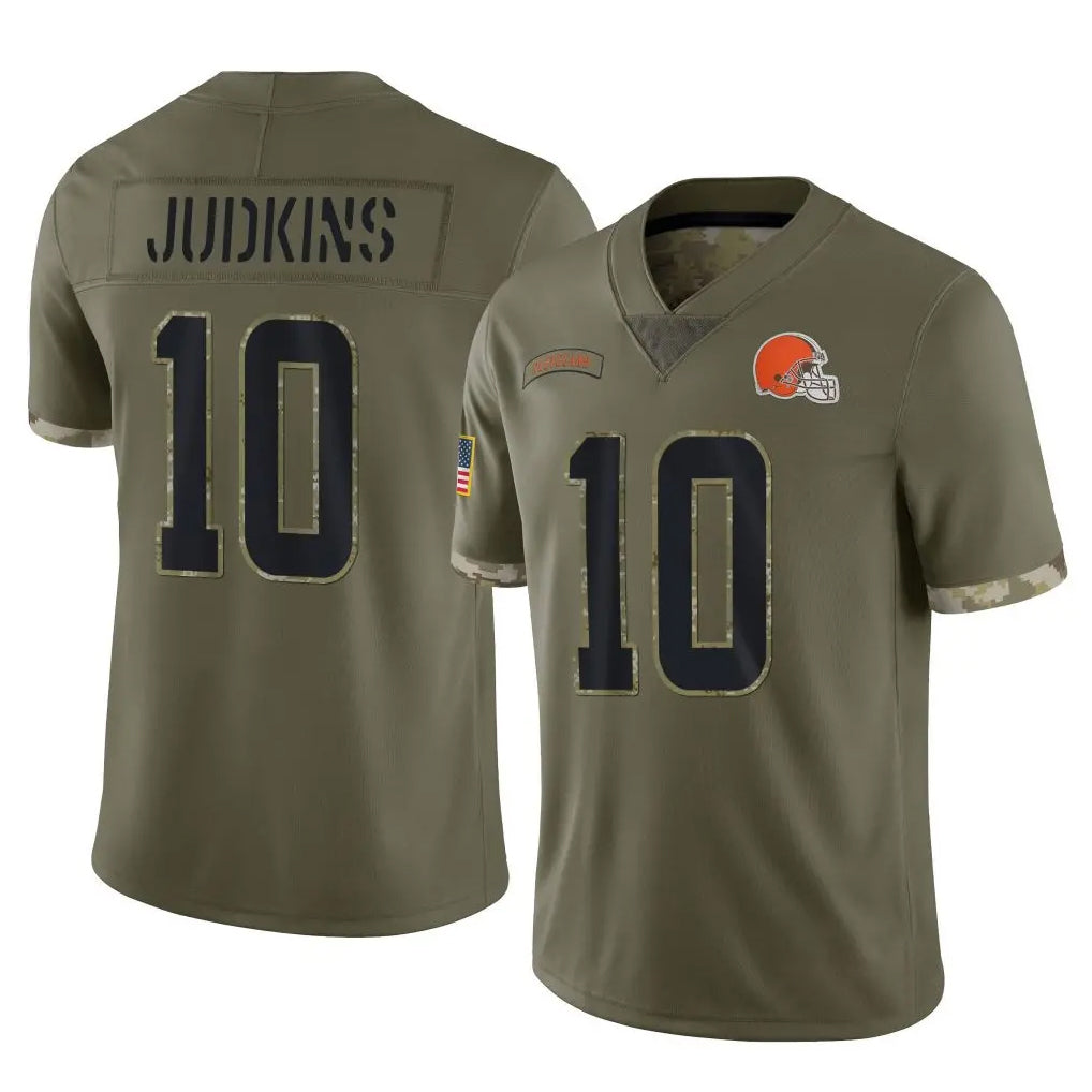 C.Browns #10 Quinshon Judkins Player Olive Salute to Service Limited Game Ldoa Stitched Jerseys