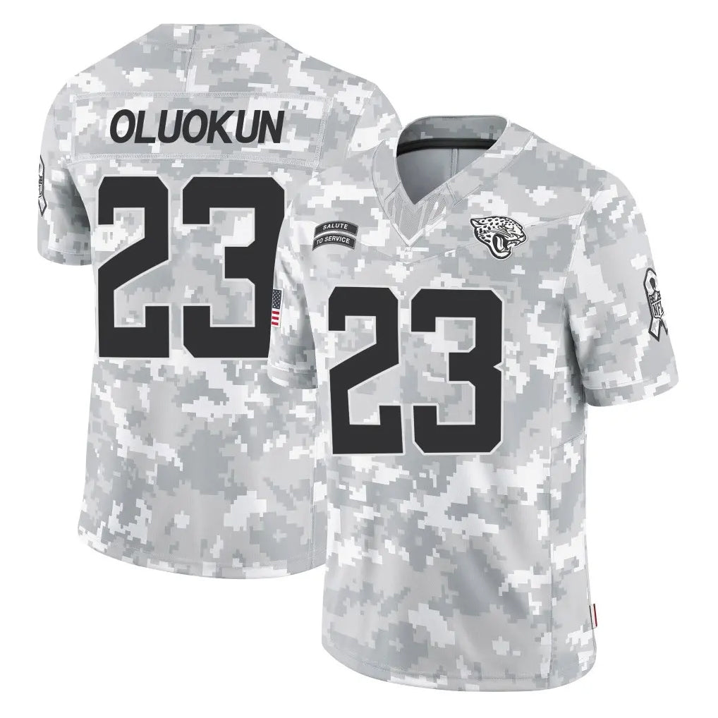 J.Jaguars #23 Foyesade Oluokun Player Arctic Camo Salute To Service Limited Game Ldoa Stitched Jerseys