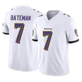 B.Ravens #7 Rashod Bateman Player White Vapor F.U.S.E. Limited Home Game Ldoa Stitched Jerseys