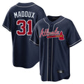 A.Braves #31 Greg Maddux Player Navy Home Game Ldoa Stitched Jerseys