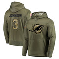 M.Dolphins #3 Chris Johnson Player Olive Salute to Service Pullover Hoodies Home Game Ldoa Stitched Jerseys