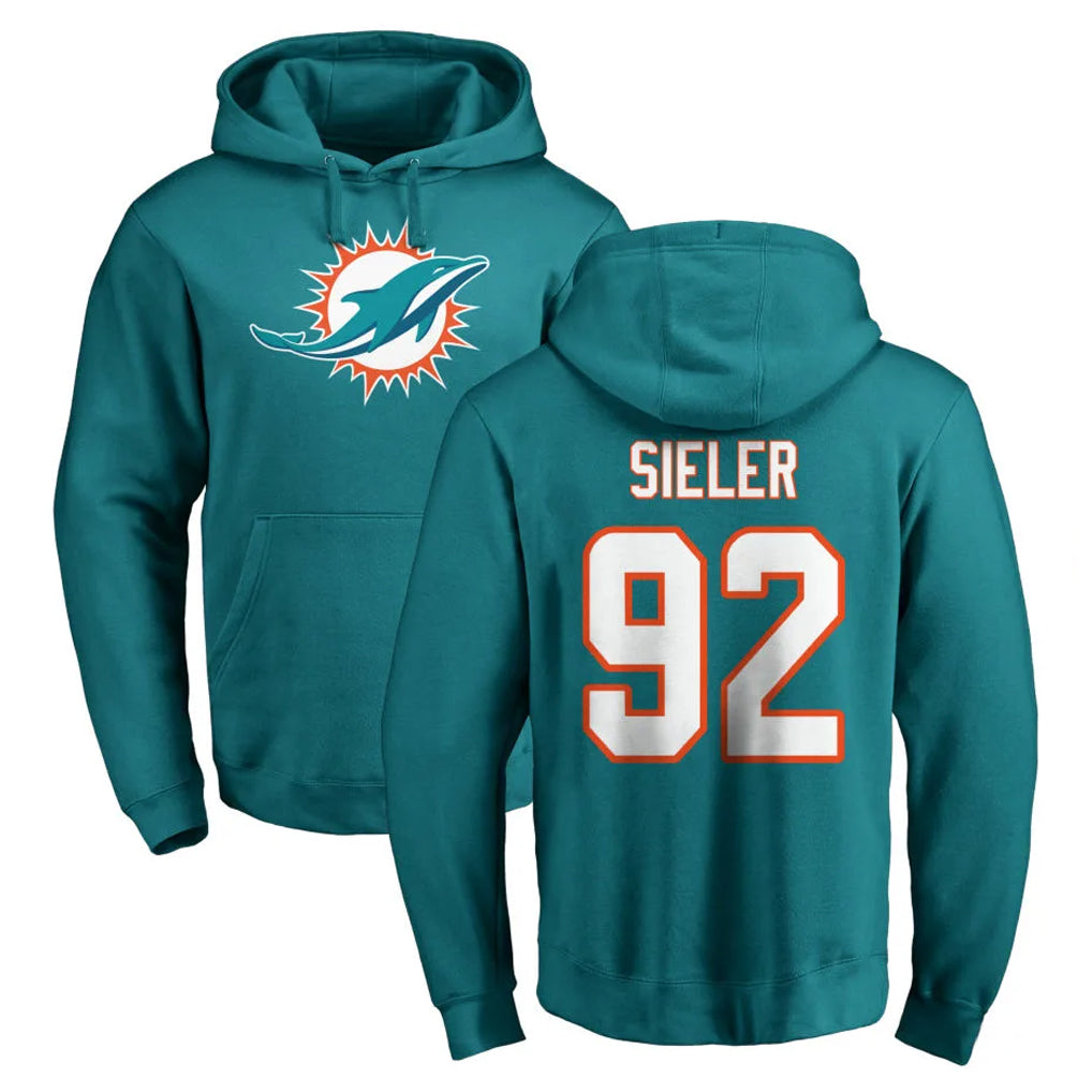 M.Dolphins #92 Zach Sieler Player Aqua LOGO Pullover Hoodies Limited Ldoa Stitched Jerseys