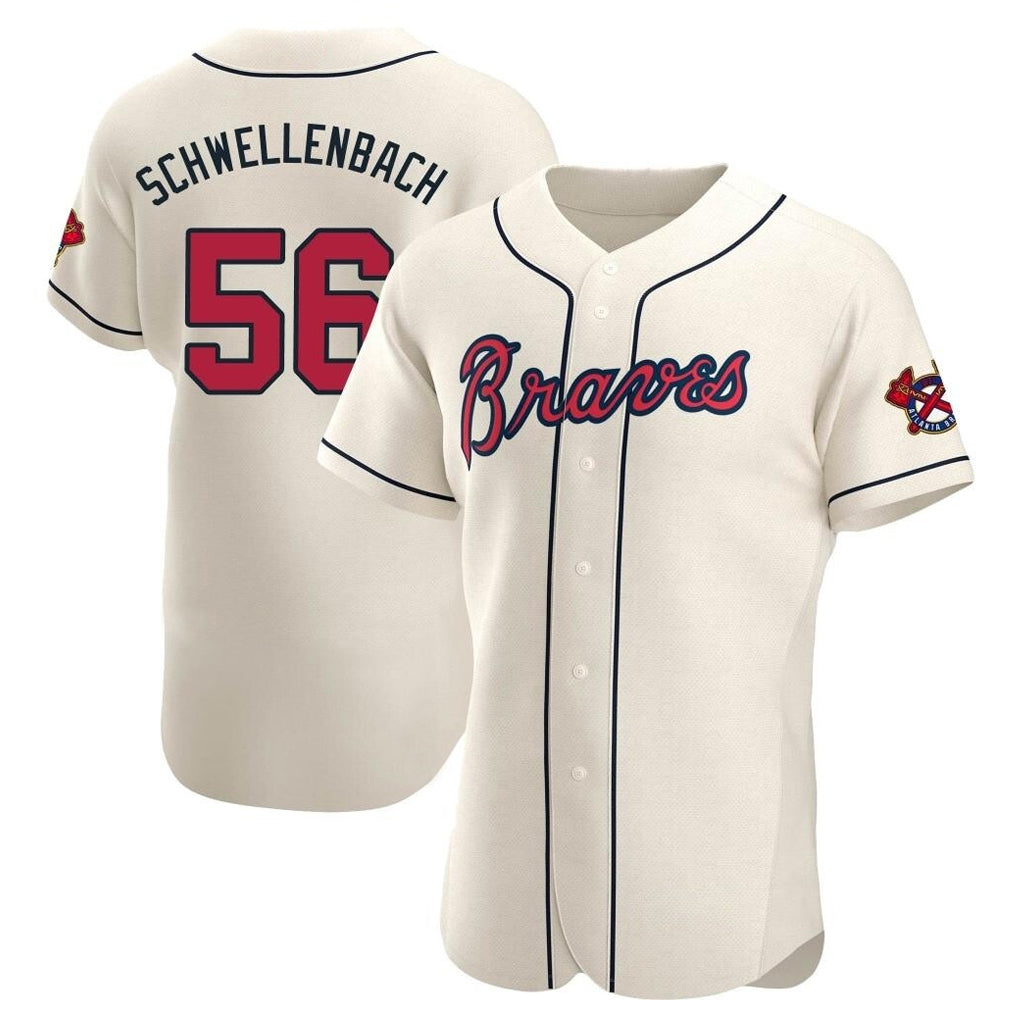A.Braves #56 Spencer Schwellenbach Player Cream Limited Elite Home Game Ldoa Stitched Jerseys