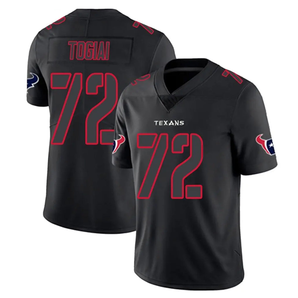 H.Texans #72 Tommy Togiai Player Black Impact Limited Game Ldoa Stitched Jerseys
