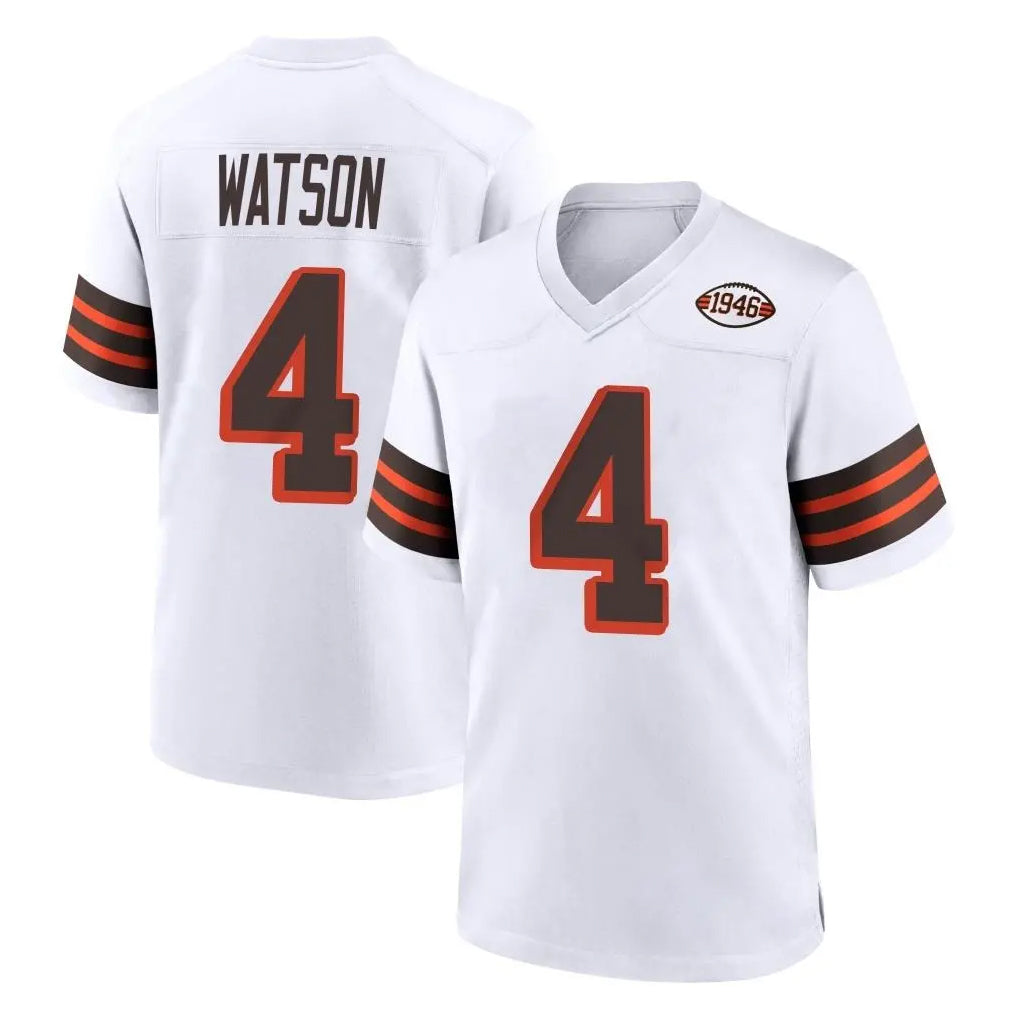 C.Browns #4 Deshaun Watson Player White Alternate Home Game Ldoa Stitched Jerseys