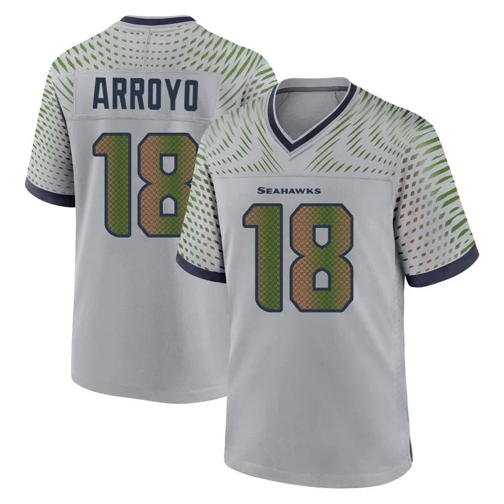 S.Seahawks #18 Elijah Arroyo Player Grey 2025 Rivalries Collection Home Game Ldoa Stitched Jerseys