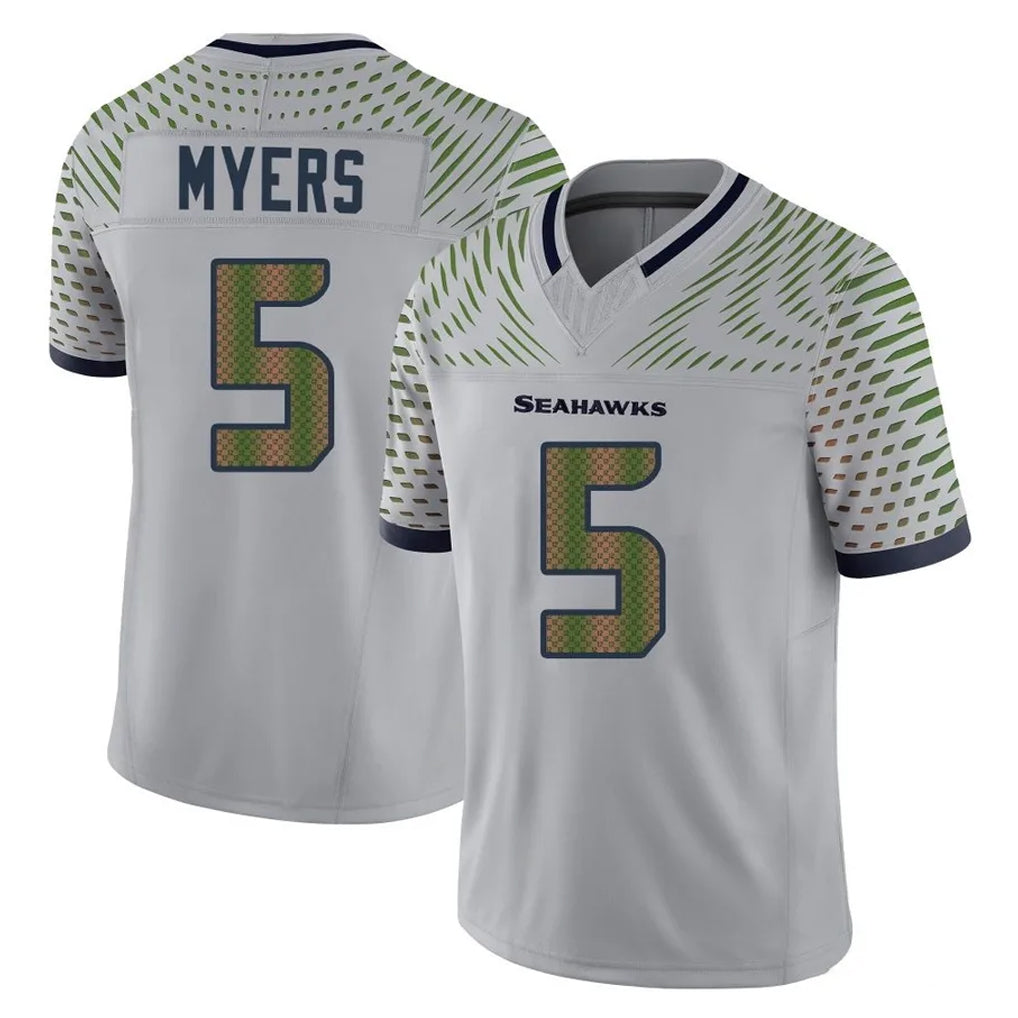 S.Seahawks #5 Jason Myers Player Grey Limited 2025 Rivalries Collection Home Game Ldoa Stitched Jerseys