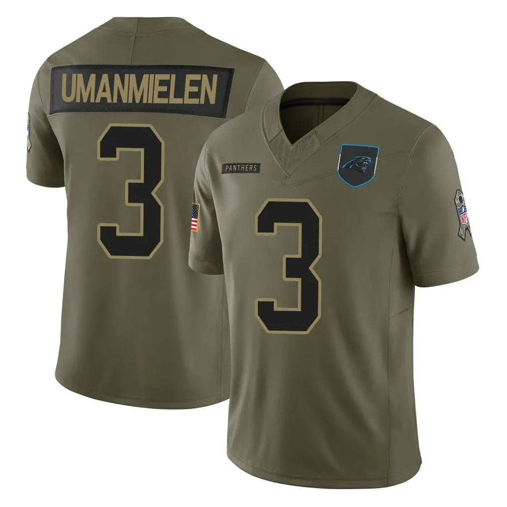 C.Panthers #3 Princely Umanmielen Player Olive 2025 Salute to Service Limited Game Ldoa Stitched Jerseys