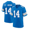 D.Lions #14 Amon-Ra St. Brown Player Blue Alternate Home Game Ldoa Stitched Jerseys
