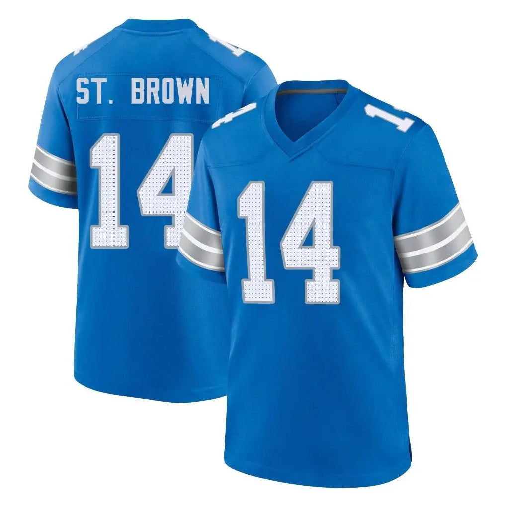 D.Lions #14 Amon-Ra St. Brown Player Blue Alternate Home Game Ldoa Stitched Jerseys