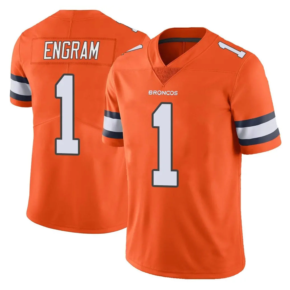 D.Broncos #1 Evan Engram Player Orange Vapor Untouchable Limited Home Game Ldoa Stitched Jerseys