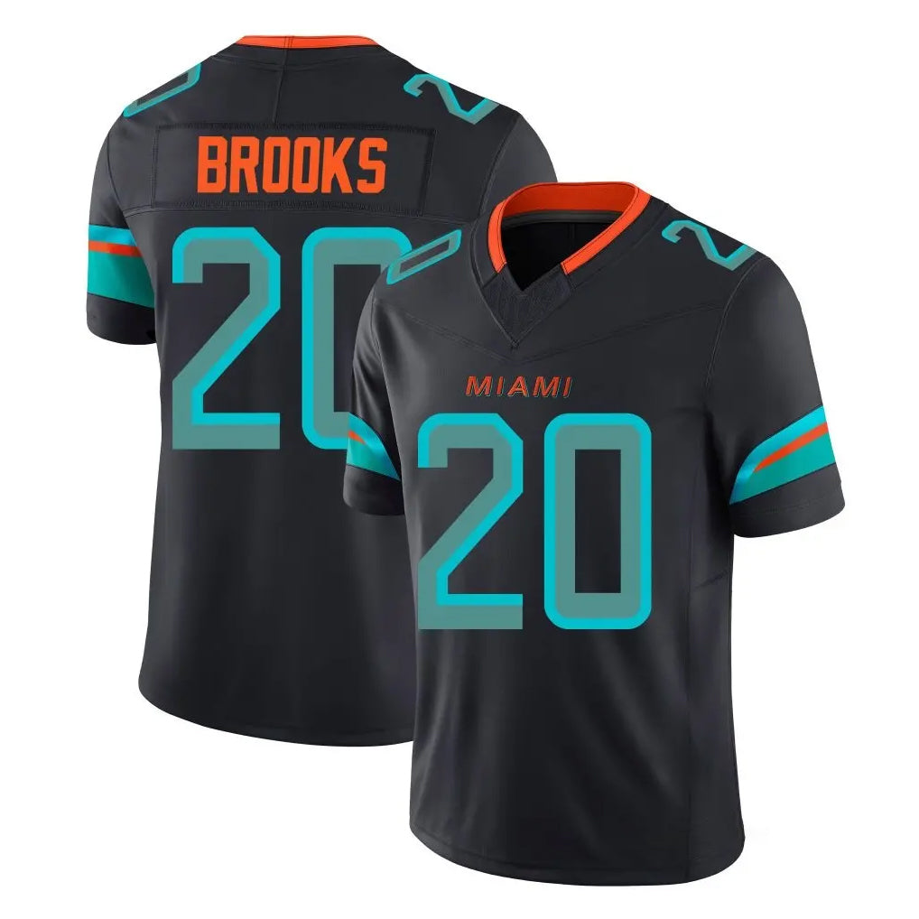 M.Dolphins #20 Jordyn Brooks Player Black Limited Pitch Rivalries Collection Home Game Ldoa Stitched Jerseys