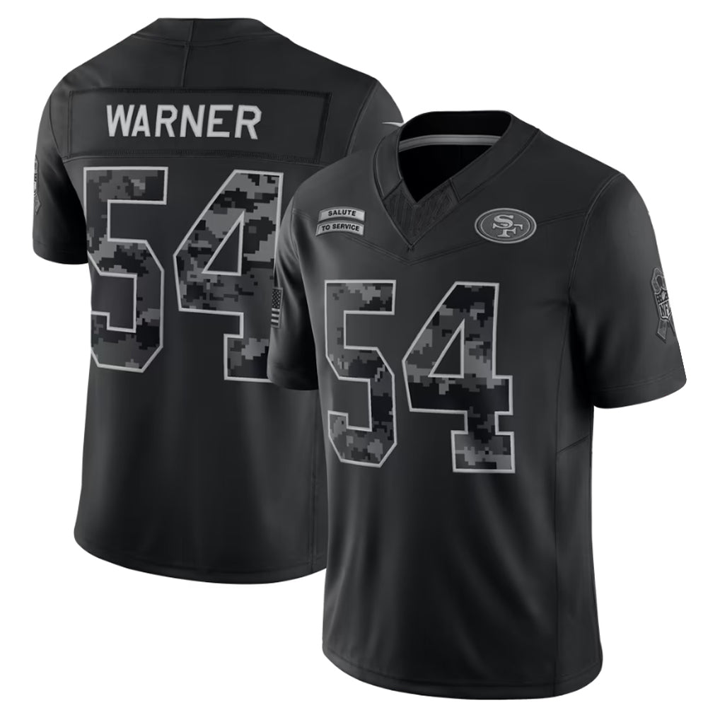 SF.49ers #54 Fred Warner Player Black Limited 2026 Salute to Service Home Game Ldoa Stitched Jerseys