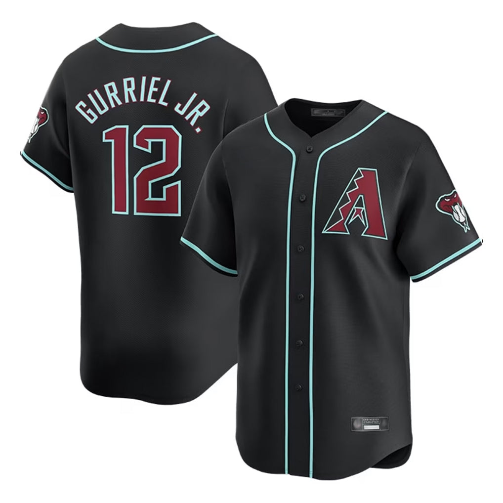 A.Diamondbacks #12 Lourdes Gurriel Jr Player Black Limited Home Game Ldoa Stitched Jerseys