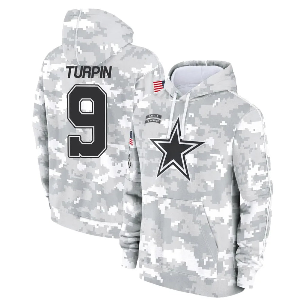 D.Cowboys #9 KaVontae Turpin Player Arctic Camo Salute to Service Hoodies Limited Game Ldoa Stitched Jerseys