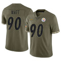 P.Steelers #90 T.J. Watt Player Olive Limited Salute To Service Home Game Ldoa Stitched Jerseys