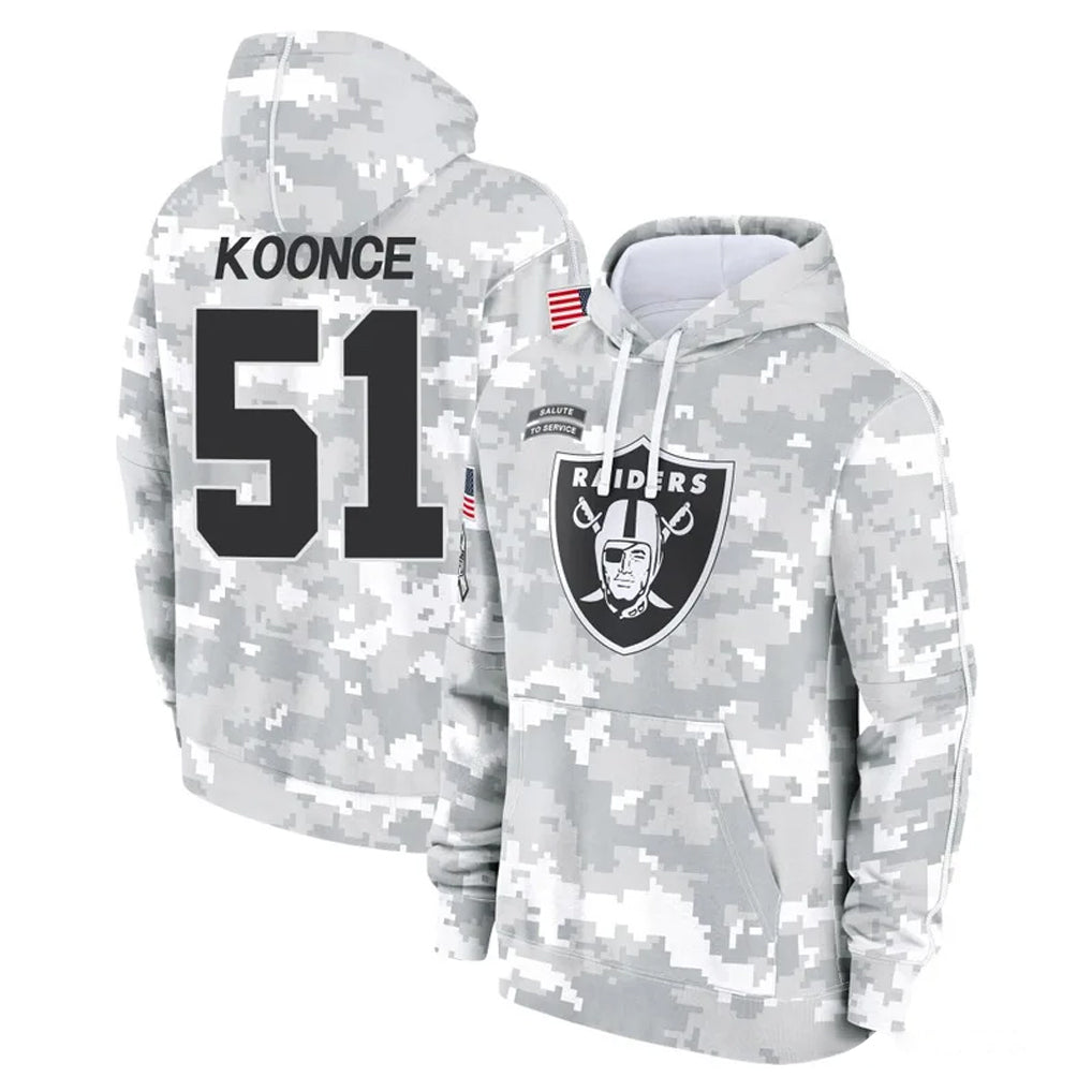 LV.Raiders #51 Malcolm Koonce Player Arctic Camo Salute to Service Hoodies Limited Game Ldoa Stitched Jerseys
