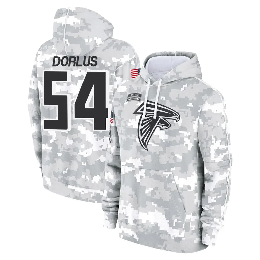A.Falcons #54 Brandon Dorlus Player Camo Arctic Salute to Service Hoodies Limited Ldoa Stitched Jerseys