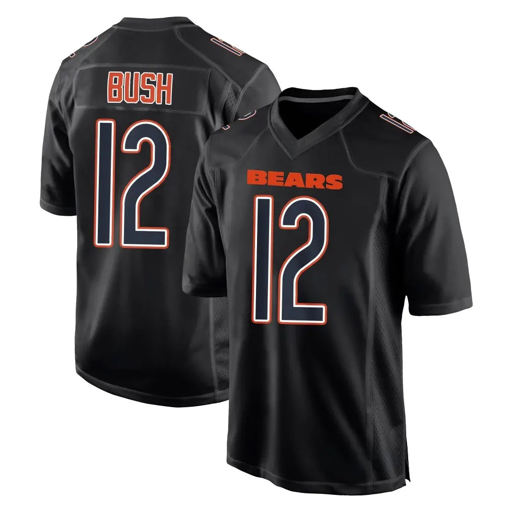 C.Bears #12 Devin Bush Player Carbon Black Fashion Game Ldoa Stitched Jerseys