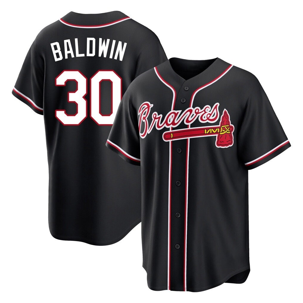 A.Braves #30 Drake Baldwin Player Black Fashion Out Game Ldoa Stitched Jerseys
