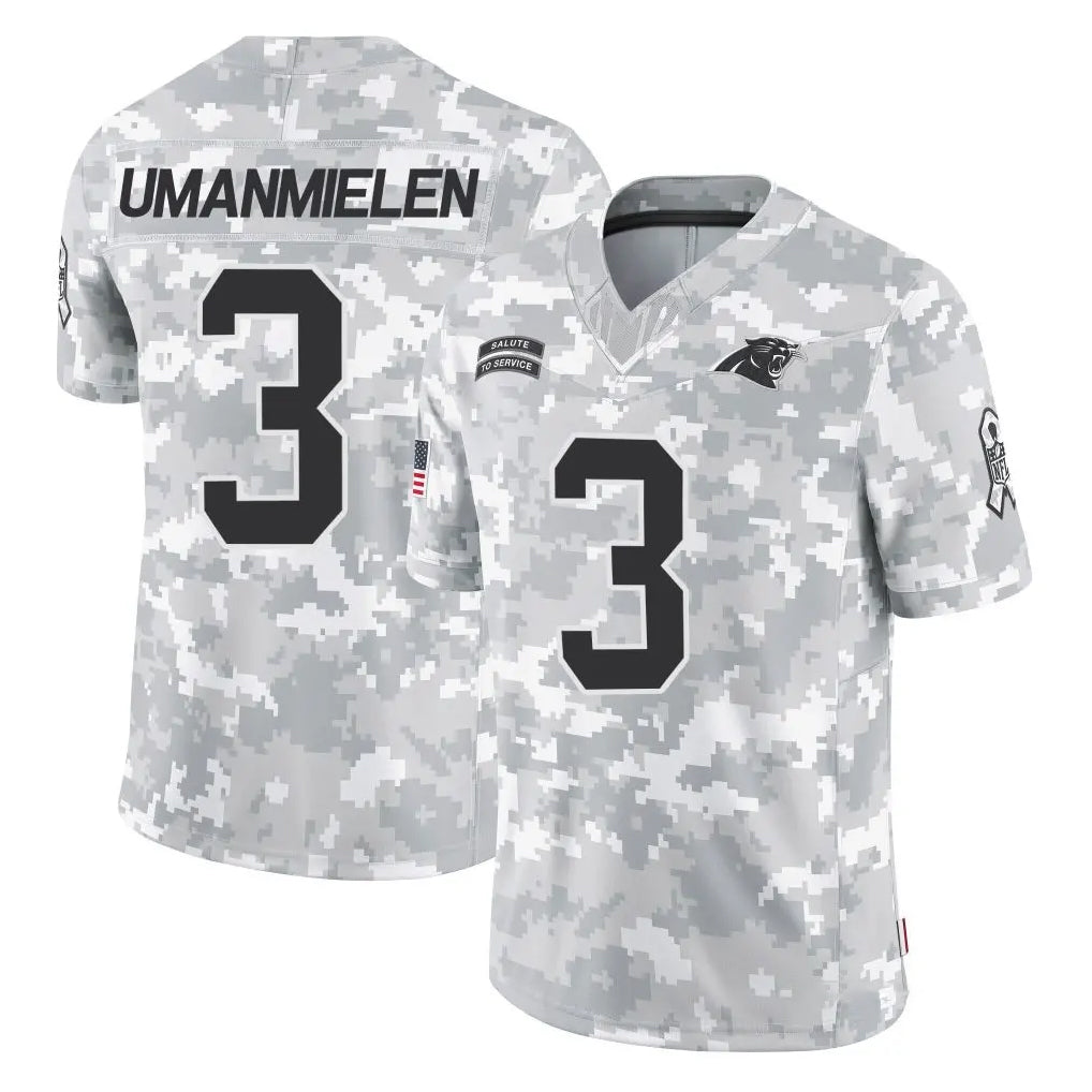 C.Panthers #3 Princely Umanmielen Player Arctic Camo Salute to Service Limited Game Ldoa Stitched Jerseys