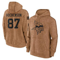 M.Vikings #87 T.J. Hockenson Player Brown Salute to Service Pullover Hoodies Limited Game Ldoa Stitched Jerseys