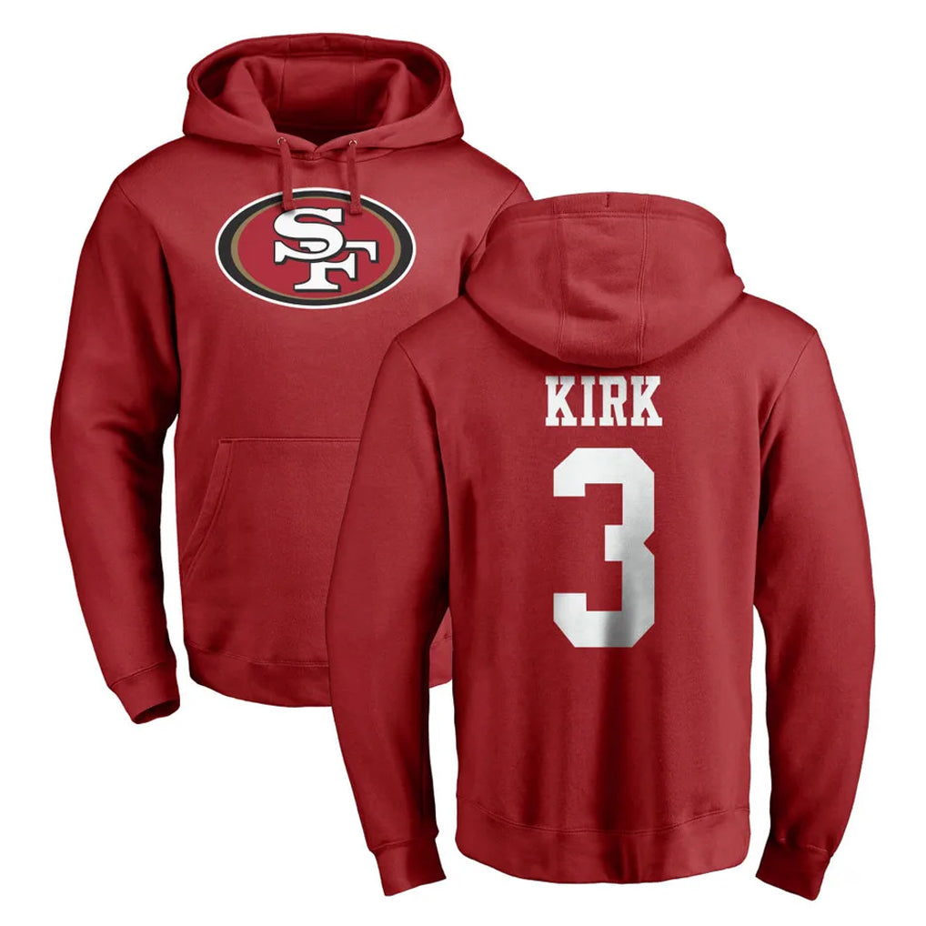 SF.49ers #3 Christian Kirk Player Red LOGO Pullover Hoodies Home Game Ldoa Stitched Jerseys