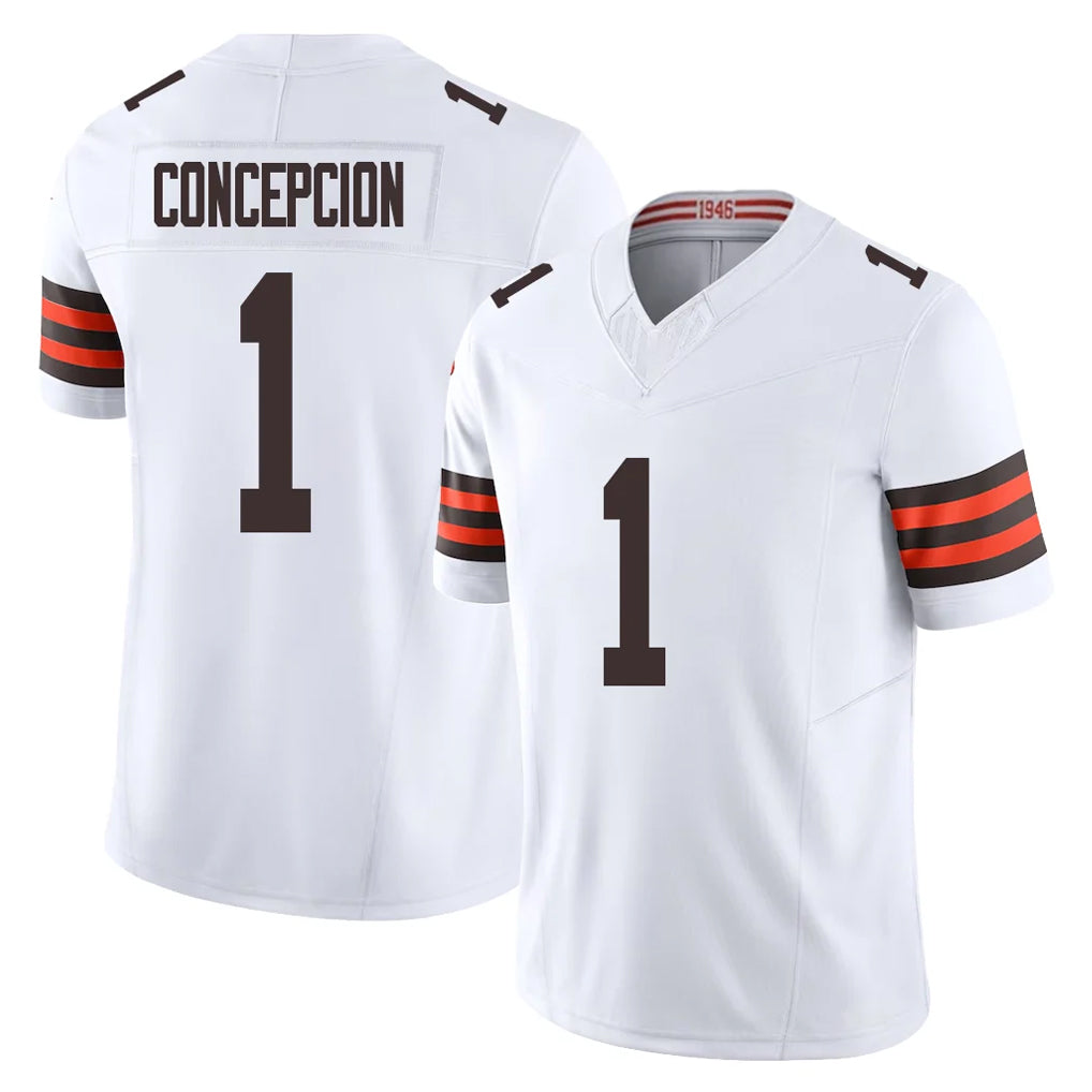 C.Browns #1 KC Concepcion Player White Vapor F.U.S.E. Limited Home Game Ldoa Stitched Jerseys