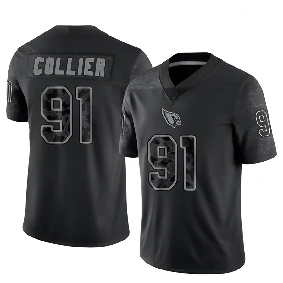 A.Cardinals #91 L.J. Collier Player Black RFLCTV Limited Ldoa Stitched Jerseys