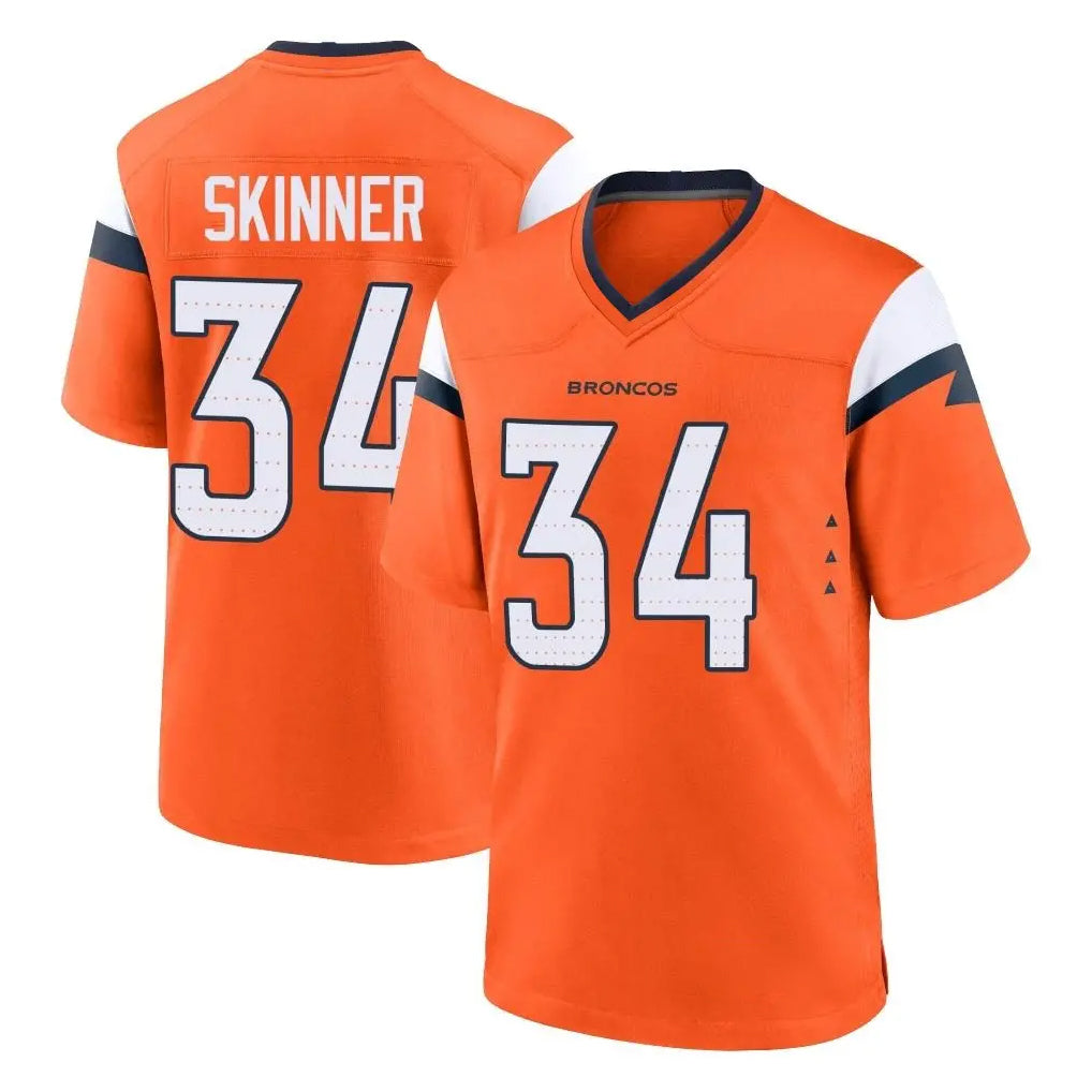 D.Broncos #34 JL Skinner Player Orange Home Game Ldoa Stitched Jerseys