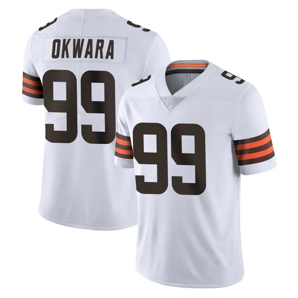 C.Browns #99 Julian Okwara Player White Vapor Untouchable Limited Home Game Ldoa Stitched Jerseys