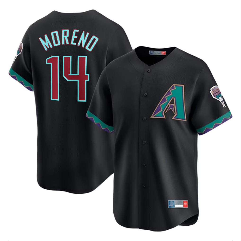 A.Diamondbacks #14 Gabriel Moreno Player Black Fashion Out Home Game Ldoa Stitched Jerseys