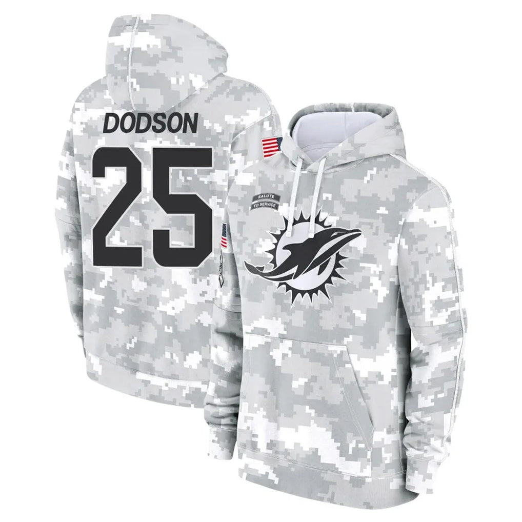M.Dolphins #25 Tyrel Dodson Player Arctic Camo Salute to Service Hoodies Limited Game Ldoa Stitched Jerseys