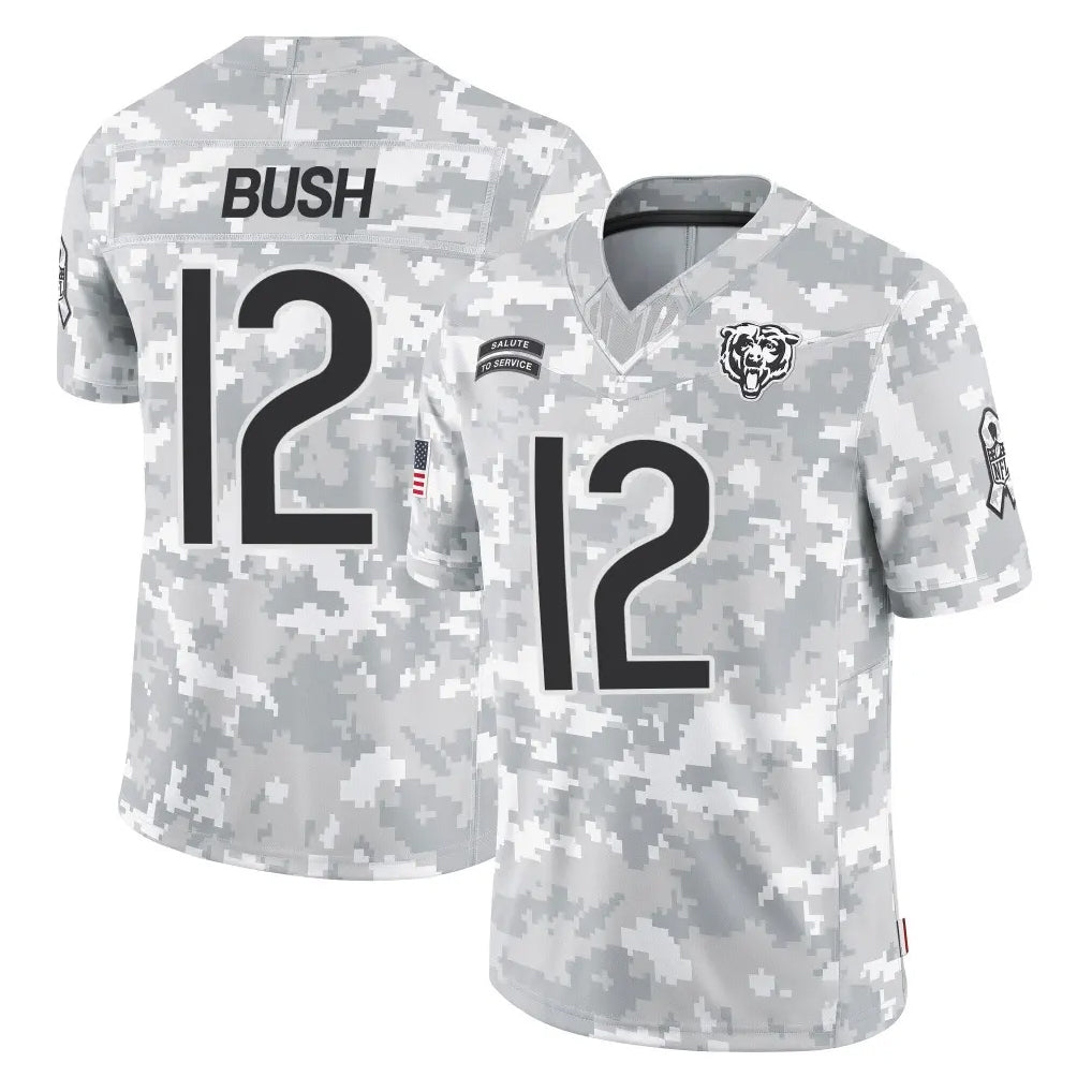 C.Bears #12 Devin Bush Player Arctic Camo Salute to Service Limited Ldoa Stitched Jerseys