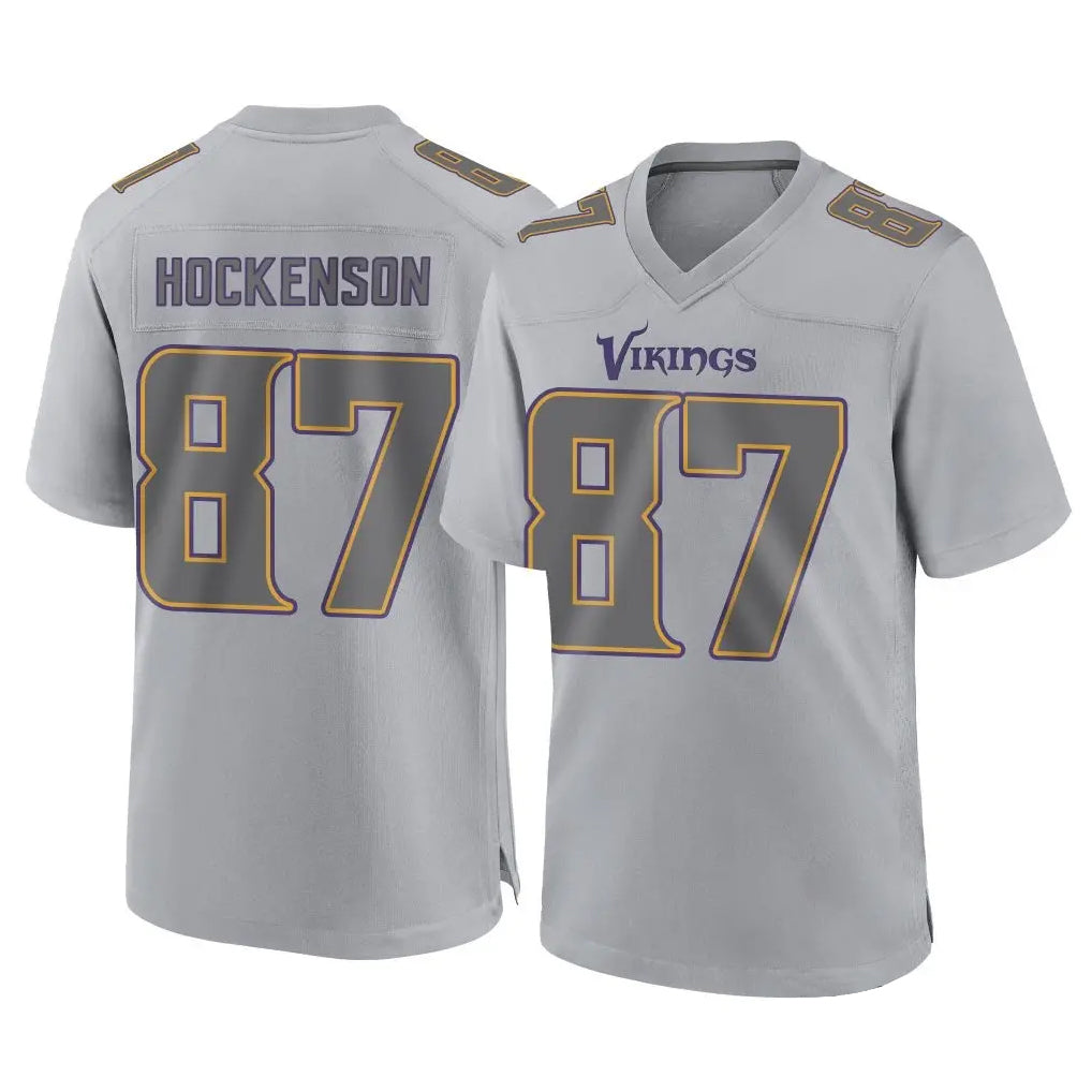 M.Vikings #87 T.J. Hockenson Player Gray Atmosphere Fashion Home Game Ldoa Stitched Jerseys